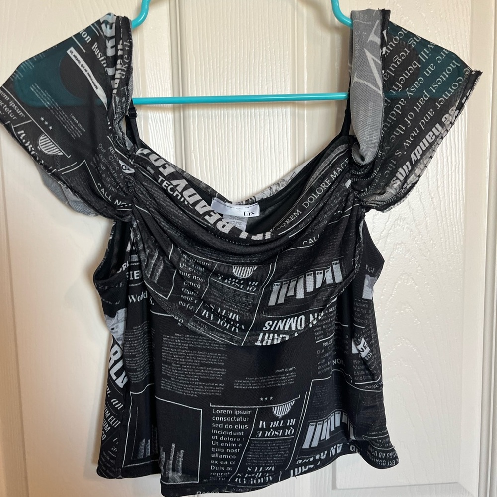 Black Graphic Print Women's Top